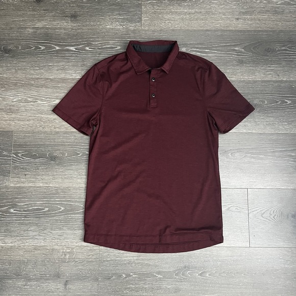 Lululemon Evolution Polo Shirt Mens S Red Merlot Short Sleeve Golf Performance - Picture 1 of 5